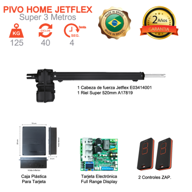 Motor Jetflex para puerta batiente de 125 KG 3 Metros Una Hoja