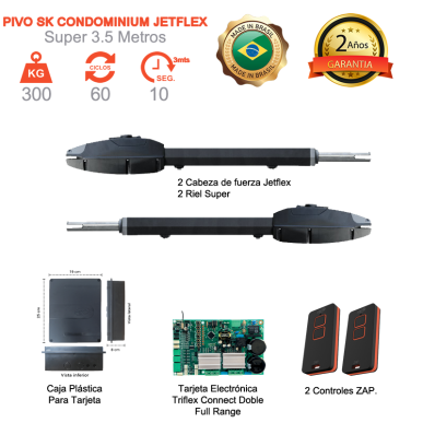 Motor SK Jetflex para puerta batiente de 300 KG 3.5 Metros Doble Hoja