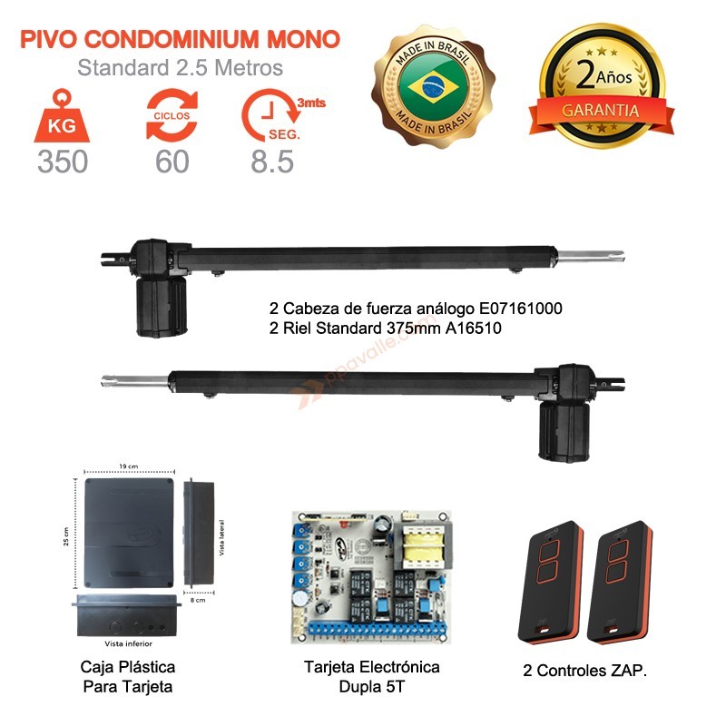 Motor Análogo para puerta batiente de 350 KG 2.5 Metros Doble Hoja