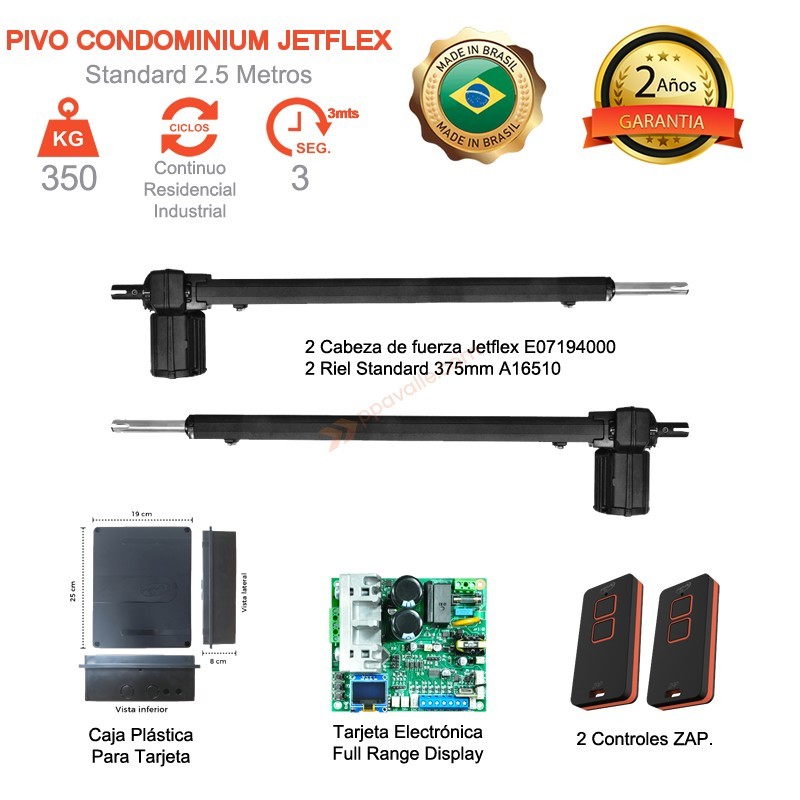 Motor Jetflex para puerta batiente de 350 KG 2.5 Metros Doble Hoja
