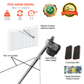 Motor Análogo para puerta batiente de 250 KG 1.5 Metros Doble Hoja