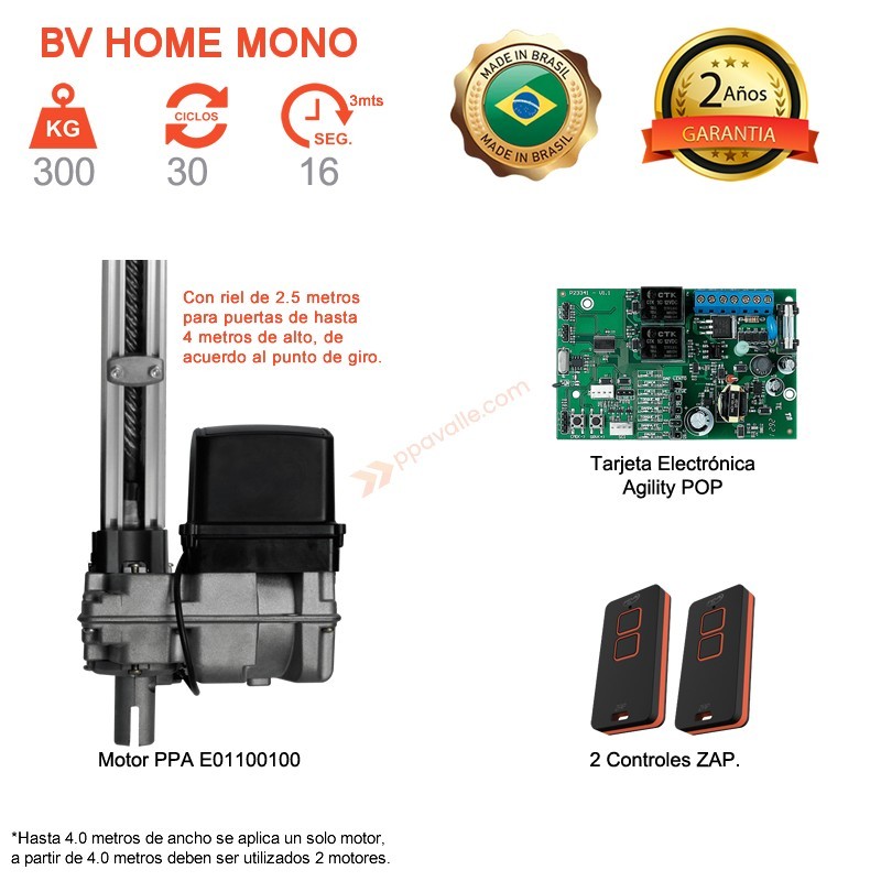 Motor con Riel de 2.5 Metros Para Puerta Levadiza Basculante de 300 KG 4 Metros Analogo