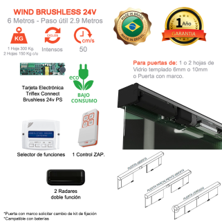 Wind 24V 6 Metros KIT Marco o Vidrio